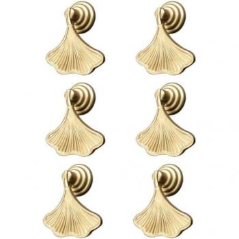 Set di manici dorati a forma di foglia di ginkgo con ciondolo - 6 pezzi