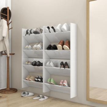 Hochglanz-Weiß Wand-Schuhschränke 4er-Set 60x18x60 cm