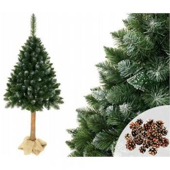 Albero di Natale artificiale 180 cm su tronco con neve e brillantini