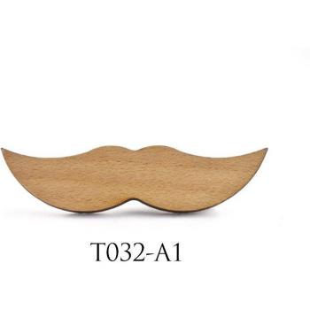 Edler Holz Krawattenclip mit Schnurrbart-Motiv