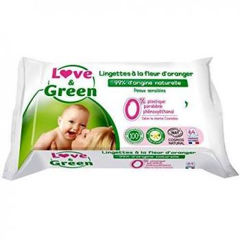 Love & Green Wipes with Orange Blossom - 64 Wipes