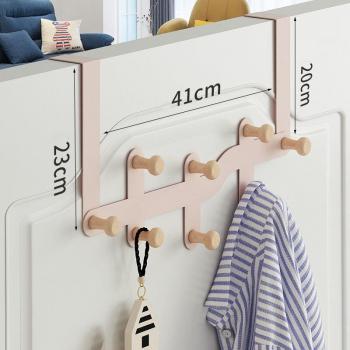 8-Hook Wooden Clothes and Hat Storage Rack for Doors