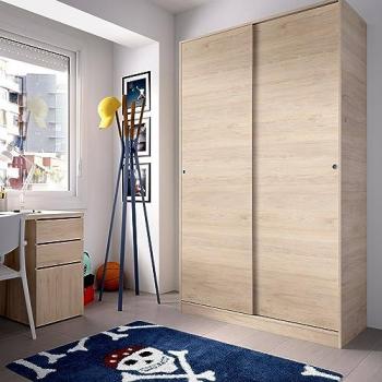 Armoire 2 portes effet bois beige 120x50 cm