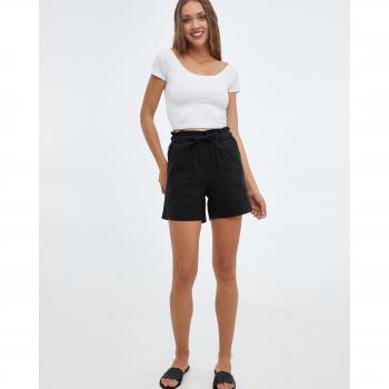 Tiro alto punto tejido fluido shorts con goma y cinturón de tela INSIDE