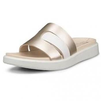 Ecco Flowt Women’s Silver‑Tinted Leather Slides