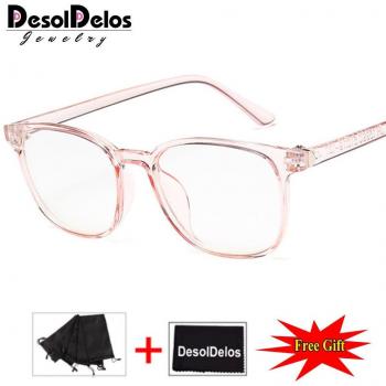 Gafas Retro de Vista en Negro Claro y Rosa Azulado