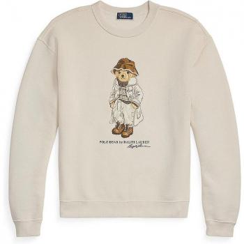 Polo Ralph Lauren Women's Cozy Bear Fleece Crewneck Sweatshirt - Beige, Size L