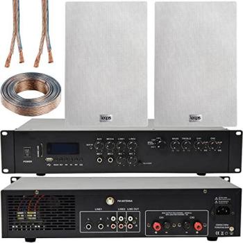 Multi‑Room Bluetooth Amplifier 550W – Two 140W Wall‑Mount Speakers
