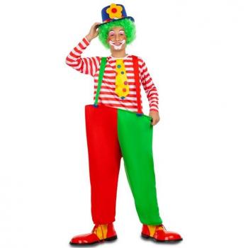 Déguisement clown joyeux pour garçon – T‑shirt, pantalonnette, anneau inclus