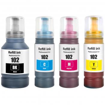 Bouteilles d'encre Go Inks 127ml/70ml pour Epson 102 Noir/Cyan/Magenta