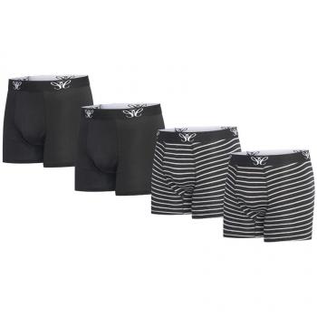 Bóxeres Cappuccino Italia 4 Pack - Negro Liso/Rayas XXL