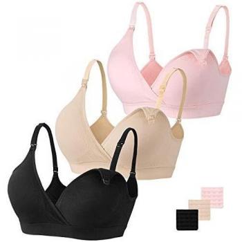 Push-Up Cotton Seamless Nursing Bralette in Black/Nude/Pink