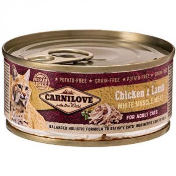 CARNILOVE Felinische Mahlzeit Hähnchen und Lamm – 12 × 100 g