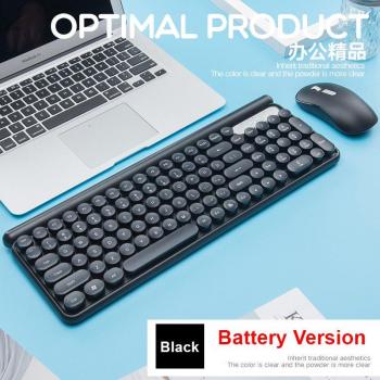 EAOR 2.4G Rechargeable Retro Wireless Keyboard and Mouse Set
