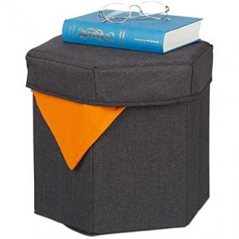 Relaxdays Foldable Couch‑Cube Hocker mit Stauraum – Grau