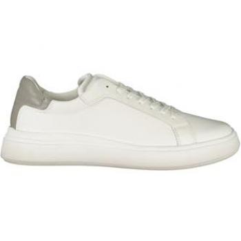 Sneaker basse Calvin Klein in pelle bianca con accenti grigi