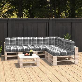 Cuscini per Divano Pallet 7 pz Grigio a Quadri