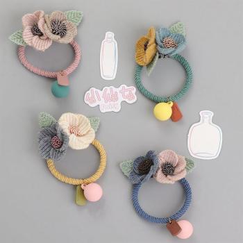 Knitted Flower Ponytail Holder