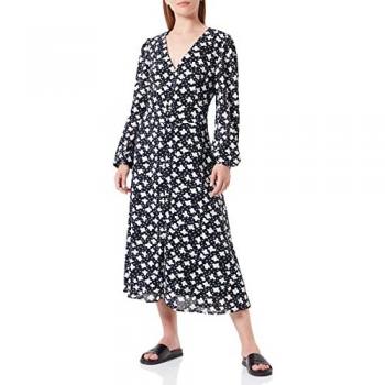 Liquorish Black Floral and Heart Print Midi Dress for Women