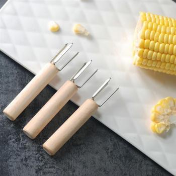 Fourchettes à maïs en acier inoxydable avec poignée en bois