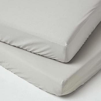 Pack de 2 draps housses pour lit bébé en coton égyptien gris, 70 × 140 cm – Homescapes