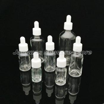 10pcs Clear Glass Dropper Bottles with White Cap, 5ml to 100ml