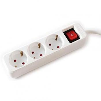 Regleta de 3 Tomas con Interruptor Value, 6 m, Blanca