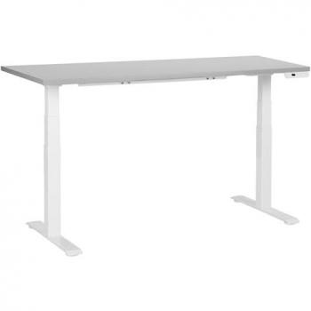 Beliani Modern Standing Desk – 160x72cm Grey Surface, White Frame