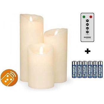 Sompex De la llama de la vela de cera con LED/de velas de luz titilante V14 marfil 8 x 12,5 cm - 8 x 18 cm - 8 x