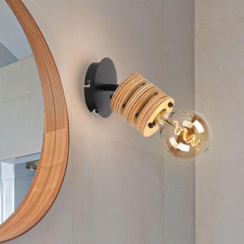 Lampe de Salon avec Spot Mobile en Métal Noir Marron