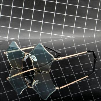 Metallrahmen Sonnenbrille kleine Sterne Hohl Geometrisch UV400 für Frauen und Männer