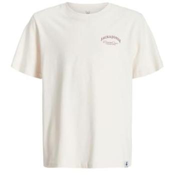 Jack & Jones Offwhite T-Shirt mit Label-Print, Größe 176