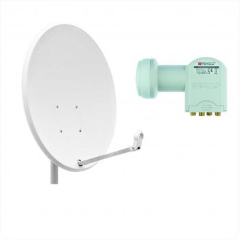 RED OPTICUM Set SAT-Antenne X80 lichtgrau, mit Quad-LNB