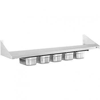 Royal Catering Hängeregal 120 cm 1/4 GN Wandbord Edelstahlregal Gewürzbord Edelstahl