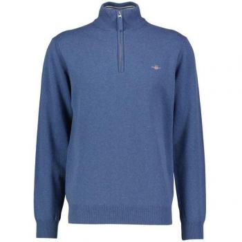 GANT Men's Half Zip Cardigan - Superfine Lambswool - Navy - Size 40/Regular