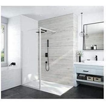 Paroi fixe douche ouverte 1200x1900 mm verre transparent profilé blanc ATOUT 3 Leda