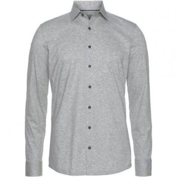 OLYMP Grau Businesshemd Level Five – Jersey‑Fit