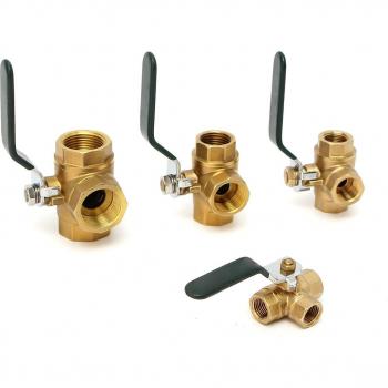 Brass Fixed 3-Way Ball Valve L-Type Port Threaded Water Filter Adapter Faucet Connector
