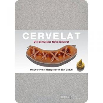 Cervelat - Die Schweizer Nationalwurst, Postkartenbox: Alu-Kartenbox mit 50 Postkarten, inkl. 20 Cervelat-Rezeptkarten von Beat Caduff