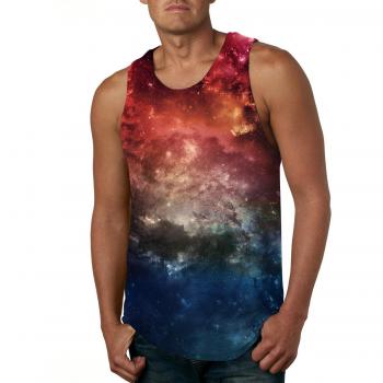 Adicreat Herren 3D-Print Raumweste – weiches Sommer-Tank Top mit Rundhals