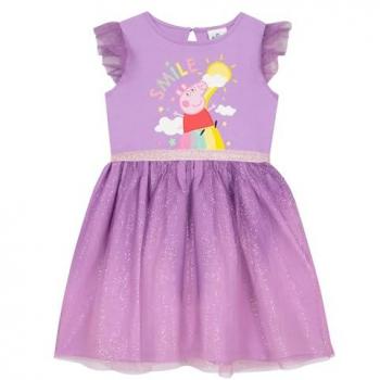 Lila Peppa Pig Festkleid aus 100% Baumwolle
