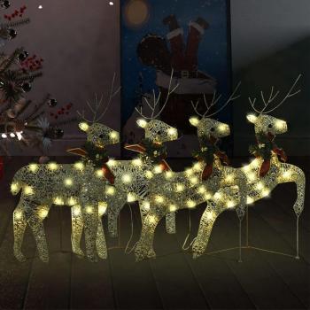 VidaXL Christmas Reindeers 4 pcs Gold 80 LEDs
