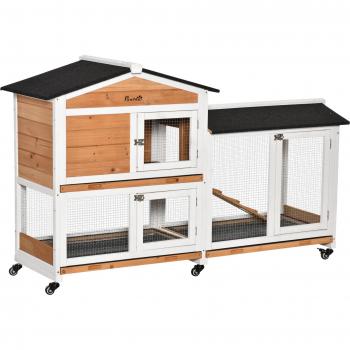 Pawhut Two-Tier Wooden Rabbit Hutch