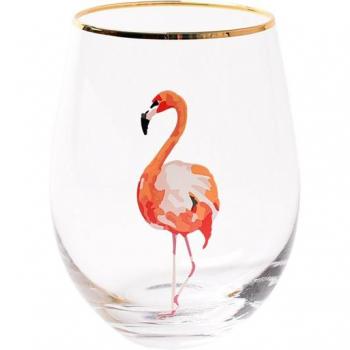 Vasos de Vidrio con Diseño de Gato y Flamenco - Set de 2