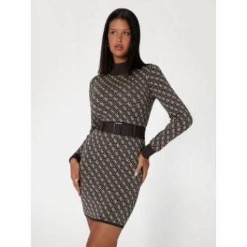 Robe courte Guess Lisé 4G à ceinture, couleur marron – EU M