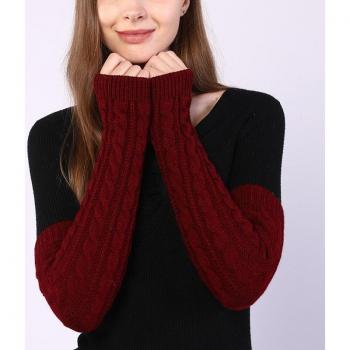 Manoplas de lana sin dedos para mujer, calentadores de brazo, manga decorativa, color sólido, otoño e invierno