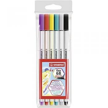 STABILO Pen 68 Brush - Astuccio trasparente 6 colori