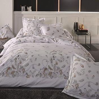 Housse de couette à motifs plumes - Couleur blanche - 260 x 240 cm