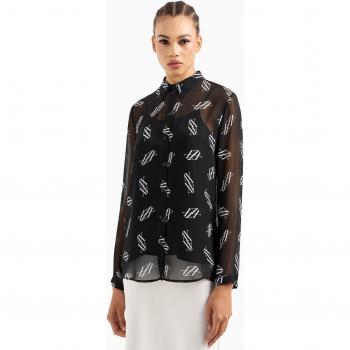 Camisa de gasa ASV Negro Armani Exchange para mujer, 6DYC07YN1VZ42AN, talla XS