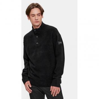 Calvin Klein Men's Lycra Blend Button Half Zip Black Size Large